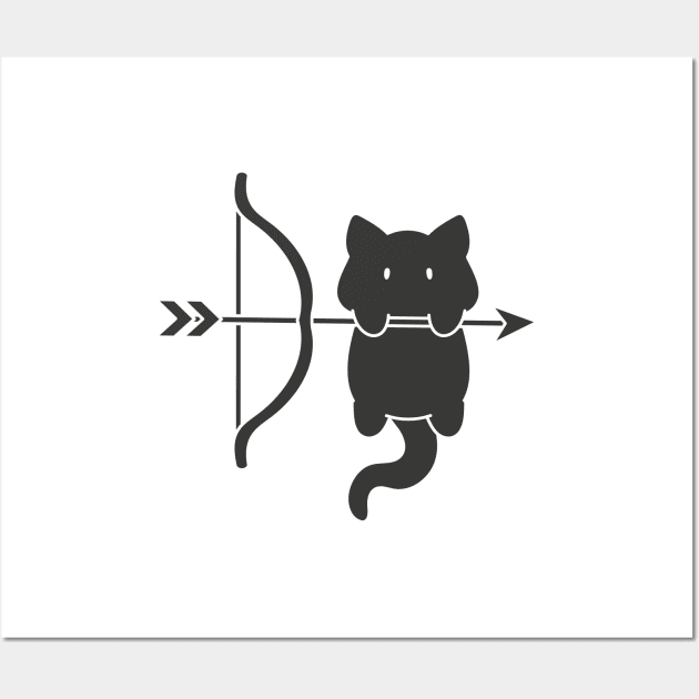 Sagittarius Cat Zodiac Sign (Black and White) Wall Art by artdorable